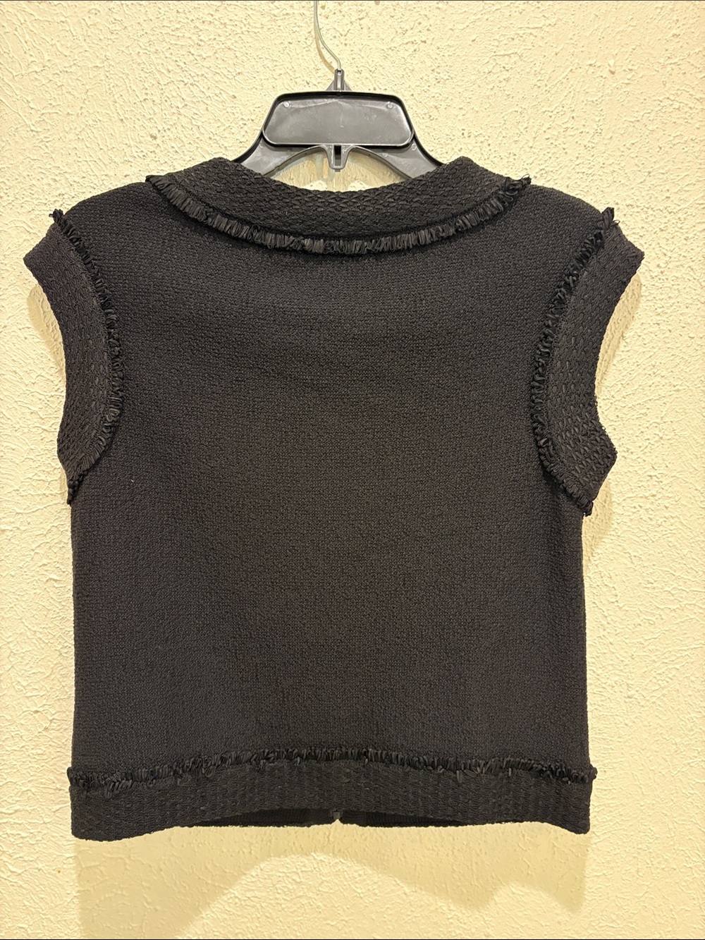 St. John Black Tweed Sleeveless Zip Vest with Gold-Tone Buttons - Picture 3 of 4